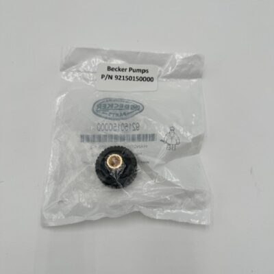A Becker Pumps Knob (P/N 92150150000) is sealed in a clear plastic bag labeled with its part number, shown on a white surface.