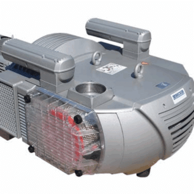 The Becker Pumps LID-Left Side Shield TLF 250/360 (P/N 00080022200) is a silver side shield with cooling fins and protective covers, featuring a transparent casing that reveals internal parts, shown on a white background.