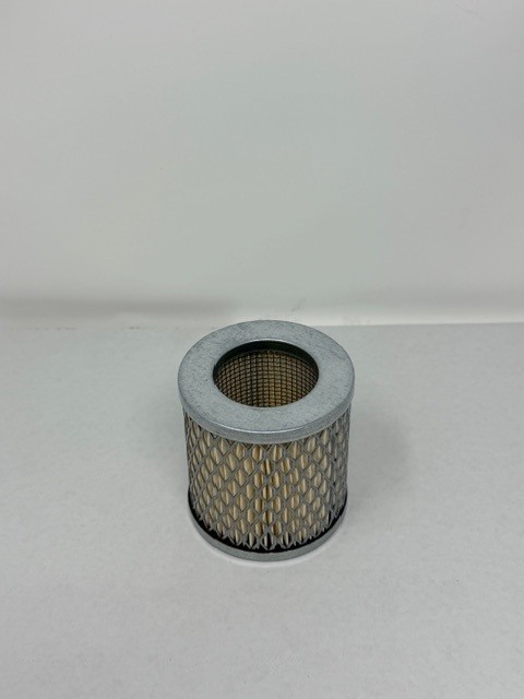 The Powerex, Inc. Intake Filter (P/N VP000543AV) is a cylindrical air filter featuring a metal mesh exterior and white rim, shown upright on a white surface with a plain white background.