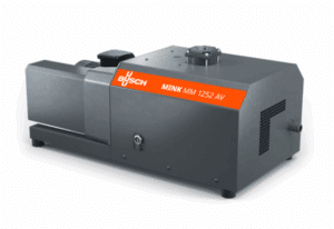 A Busch Mink MM1202 AVS6 BBXX Oxygen Version Vacuum Pump (P/N 1342.913.136) in dark gray with an orange label displaying the Busch logo and model name, is shown on a white background.