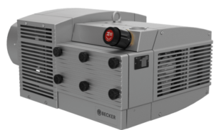 A Becker Pumps KVT 3.140/0-54 Rotary Vane Vacuum Pump and Motor (P/N G010340) featuring a silver finish with black knobs, ventilation grilles, and a control dial on top. This compact, sturdy unit displays the Becker logo on its front panel.